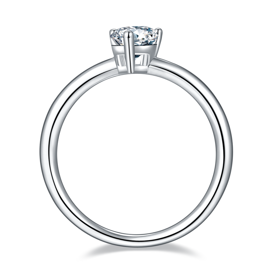 1ct Pear-shaped Solitaire Moissanite Ring in Sterling Silver with White Gold Plating