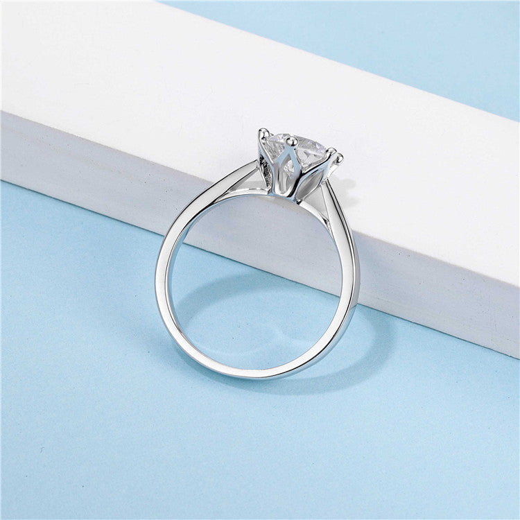 Solitaire 1ct Round Brilliant Moissanite Ring in 18K White Gold or Sterling Silver