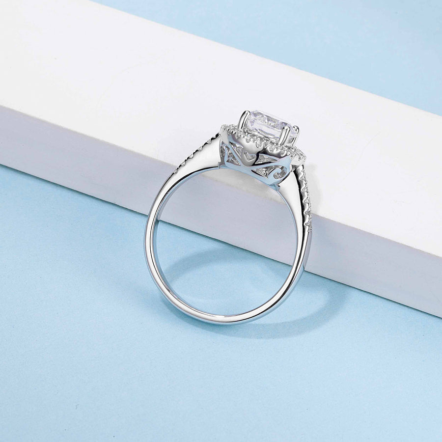 6.5mm 1ct Moissanite Ring in 18K White Gold or Sterling Silver