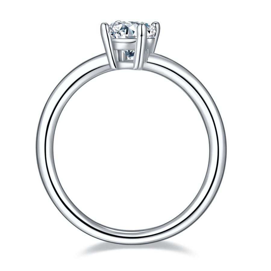 1ct Oval Moissanite Ring in 18K White Gold or Sterling Silver