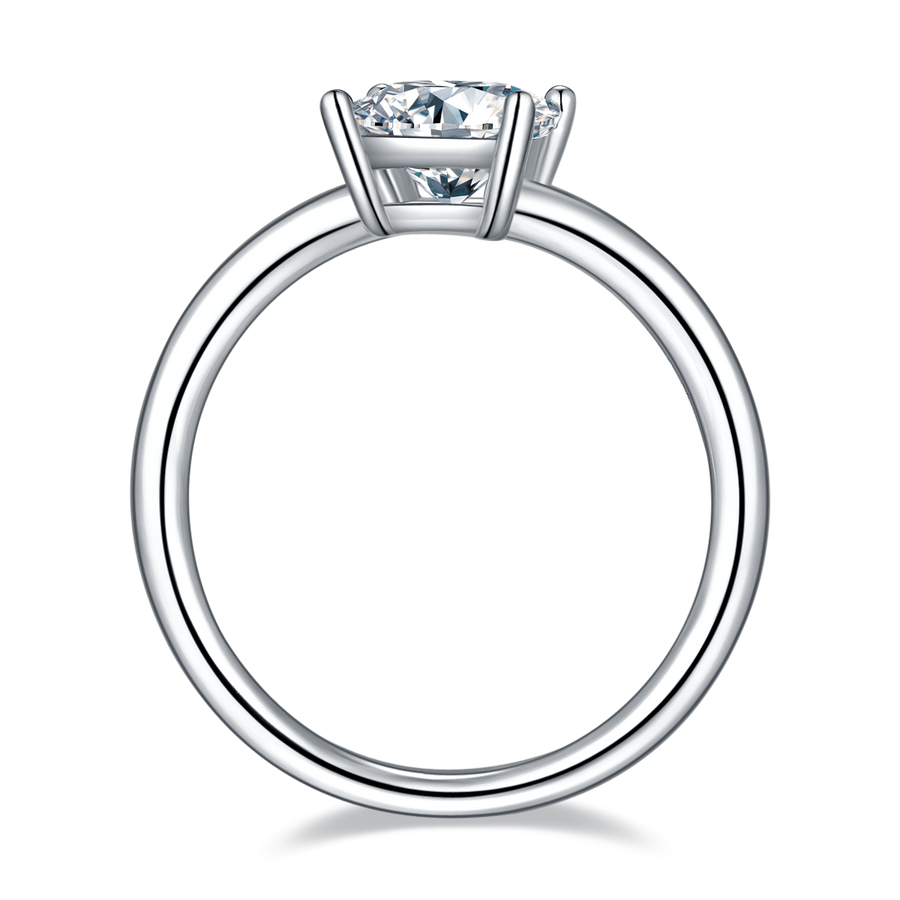 1ct Princess Cut Moissanite Ring in 18K White Gold or Sterling Silver