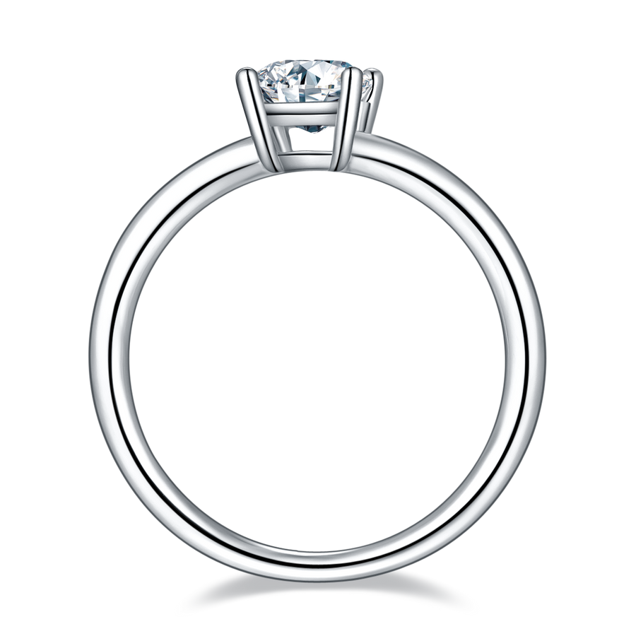 1ct Emerald-cut Moissanite Ring in 18K White Gold or Sterling Silver