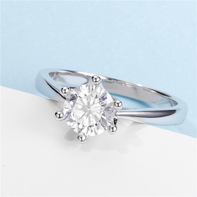 Solitaire 1ct Round Brilliant Moissanite Ring in 18K White Gold or Sterling Silver