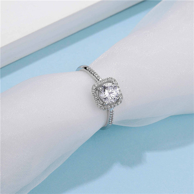 6.5mm 1ct Moissanite Ring in 18K White Gold or Sterling Silver