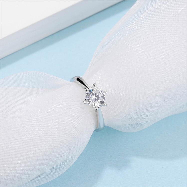 Solitaire 1ct Round Brilliant Moissanite Ring in 18K White Gold or Sterling Silver