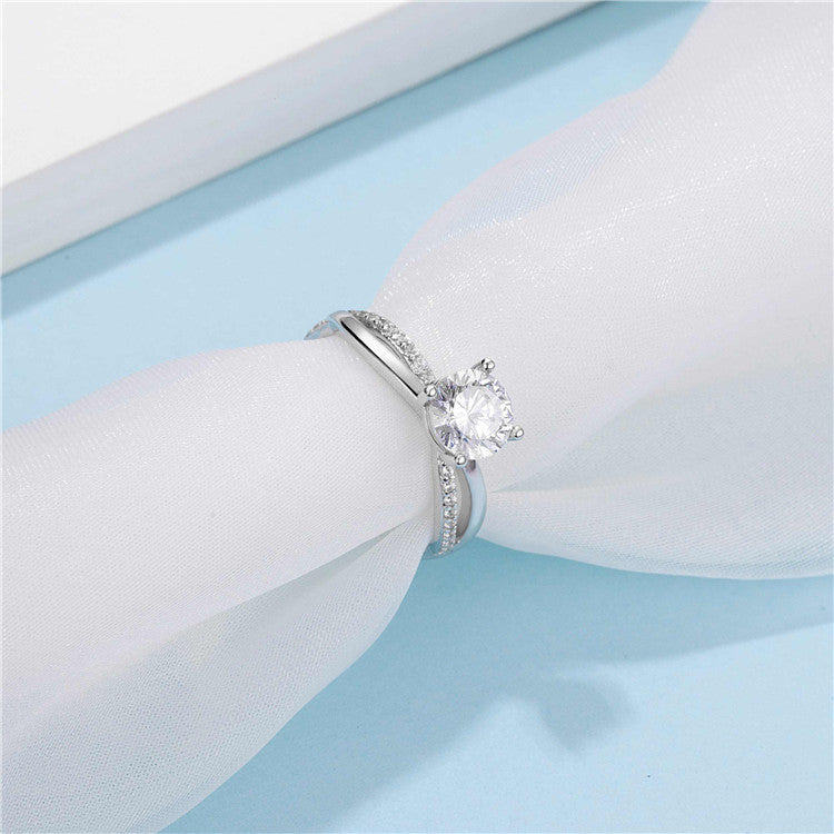 6.5mm 1ct Round Brilliant Moissanite Ring in 18K White Gold or Sterling Silver