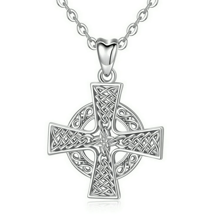 Cross Necklace in Sterling Silver, Rhodium Plated