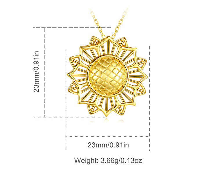 Sunflower Pendant Necklace in 925 Silver with Gold Plating