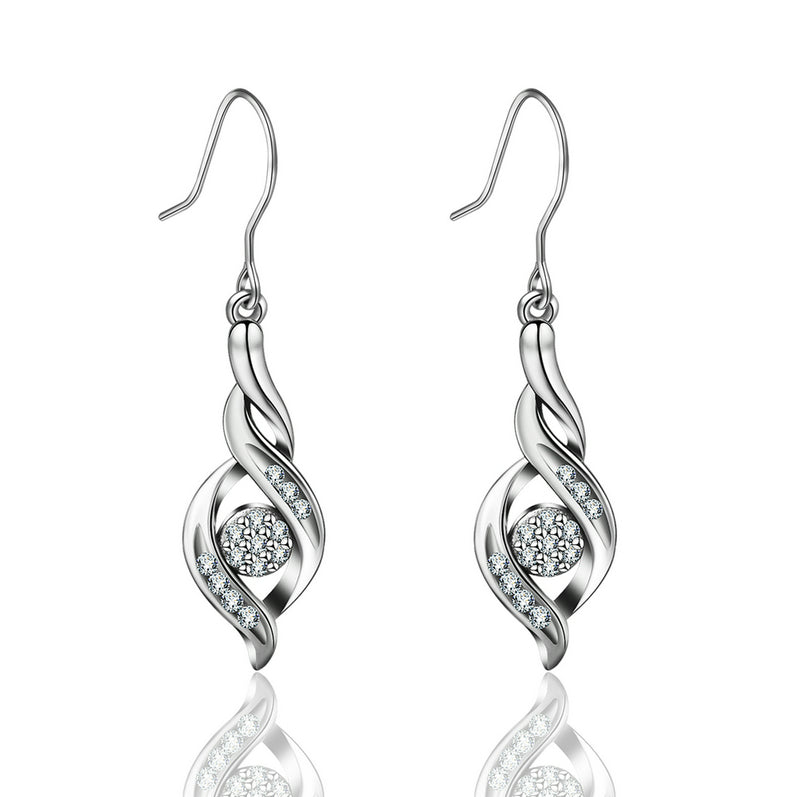 Drop Earring in Rhodium Plated Sterling Silver with Cubic Zirconia