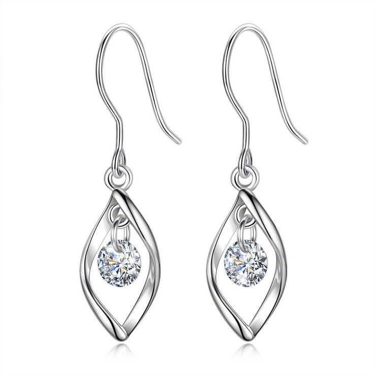 Drop Earring in Rhodium Plated Sterling Silver with Cubic Zirconia